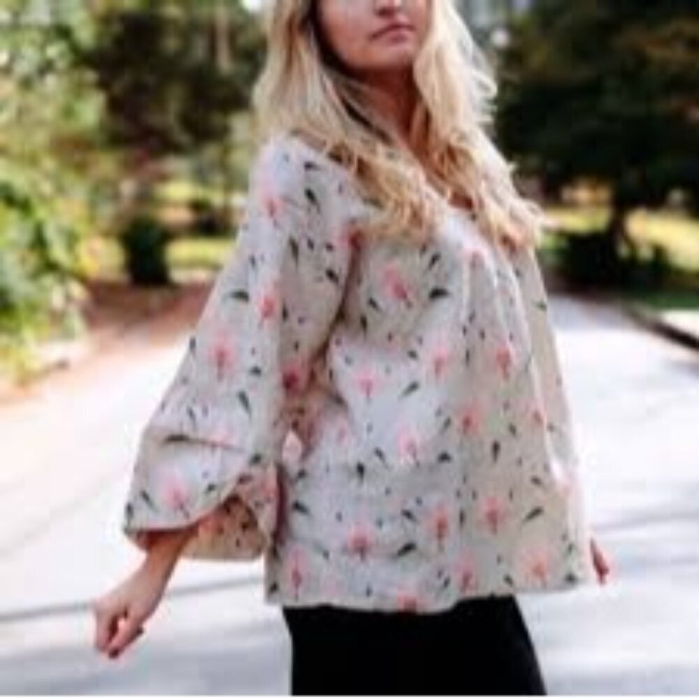 Anthropologie HD in Paris Women's Blouse Pullover Relaxed Fit Floral Size 00